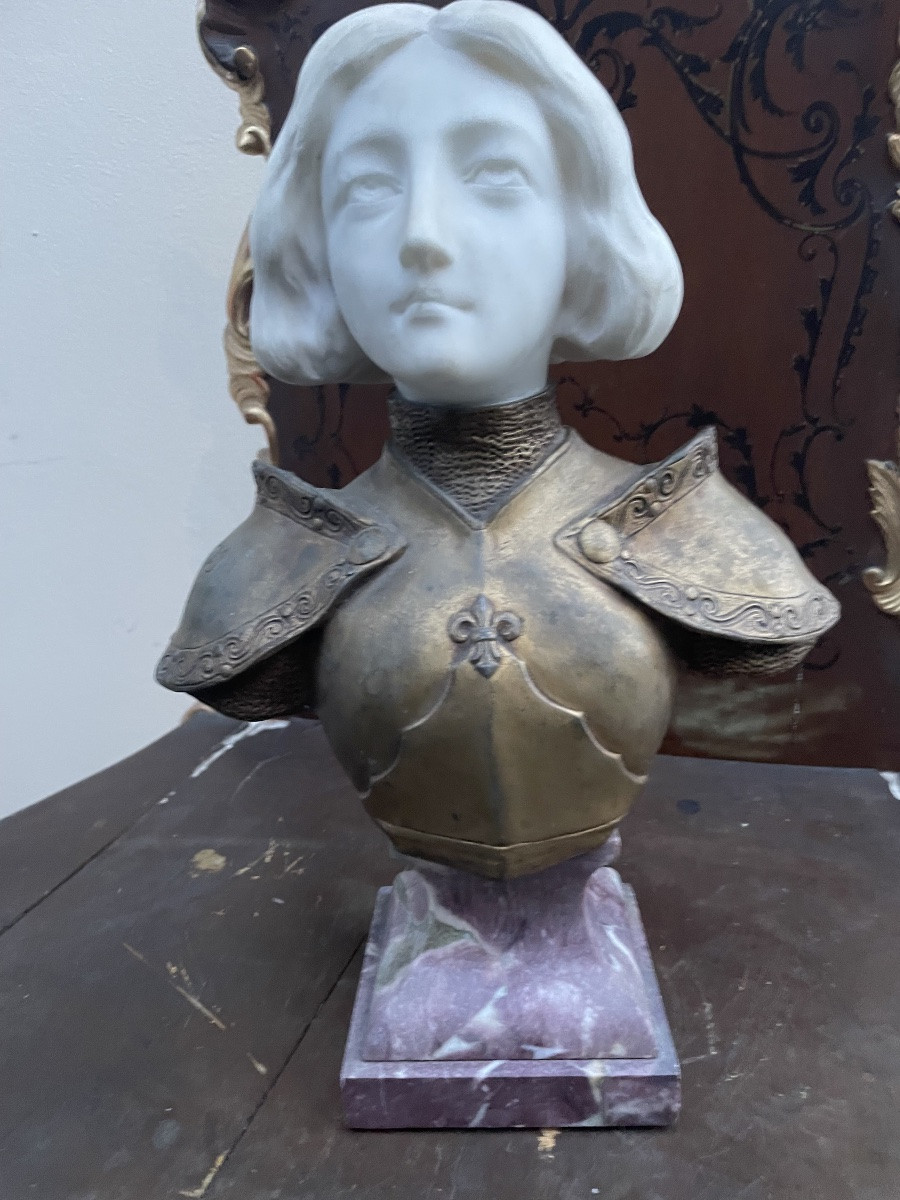 Busto in marmo e bronzo dorato firmato Affortunato Gori Paris-photo-2