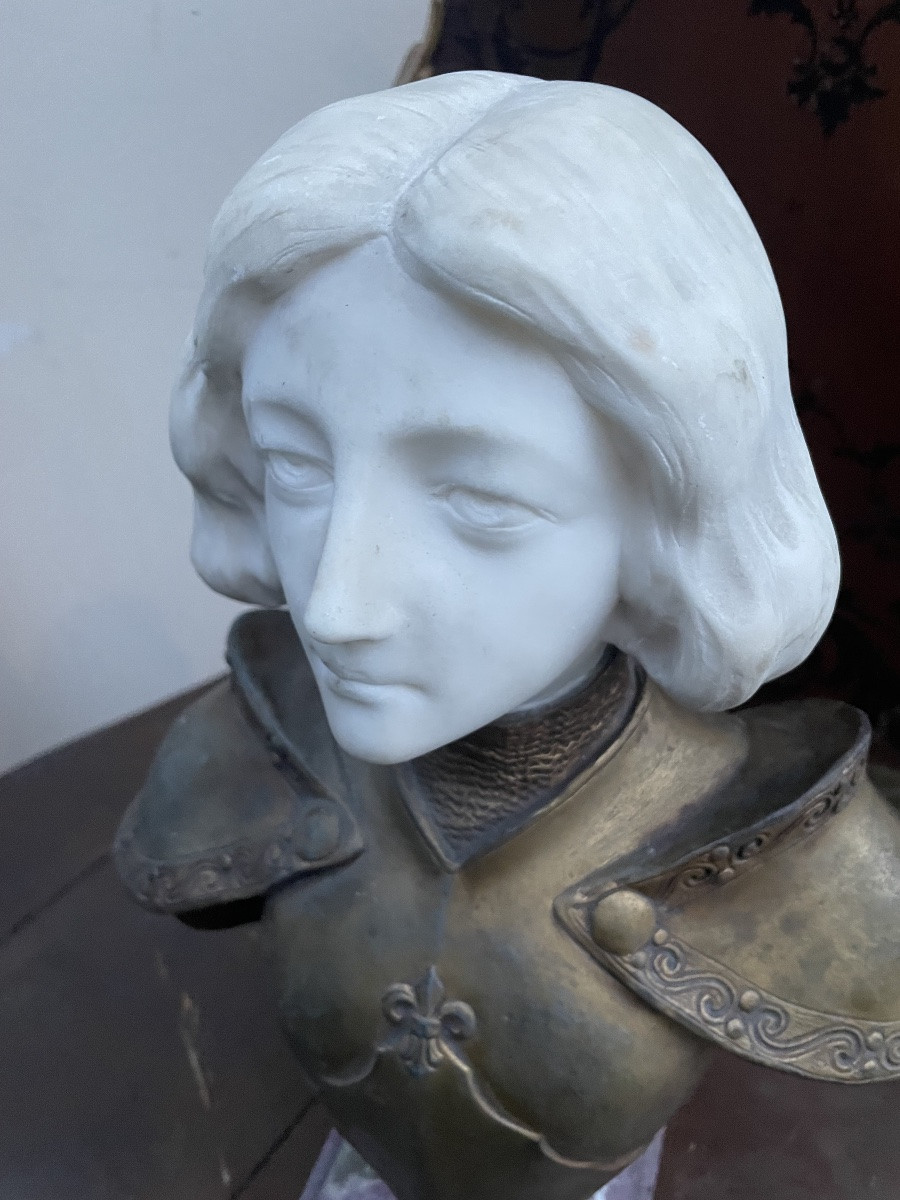 Busto in marmo e bronzo dorato firmato Affortunato Gori Paris-photo-3