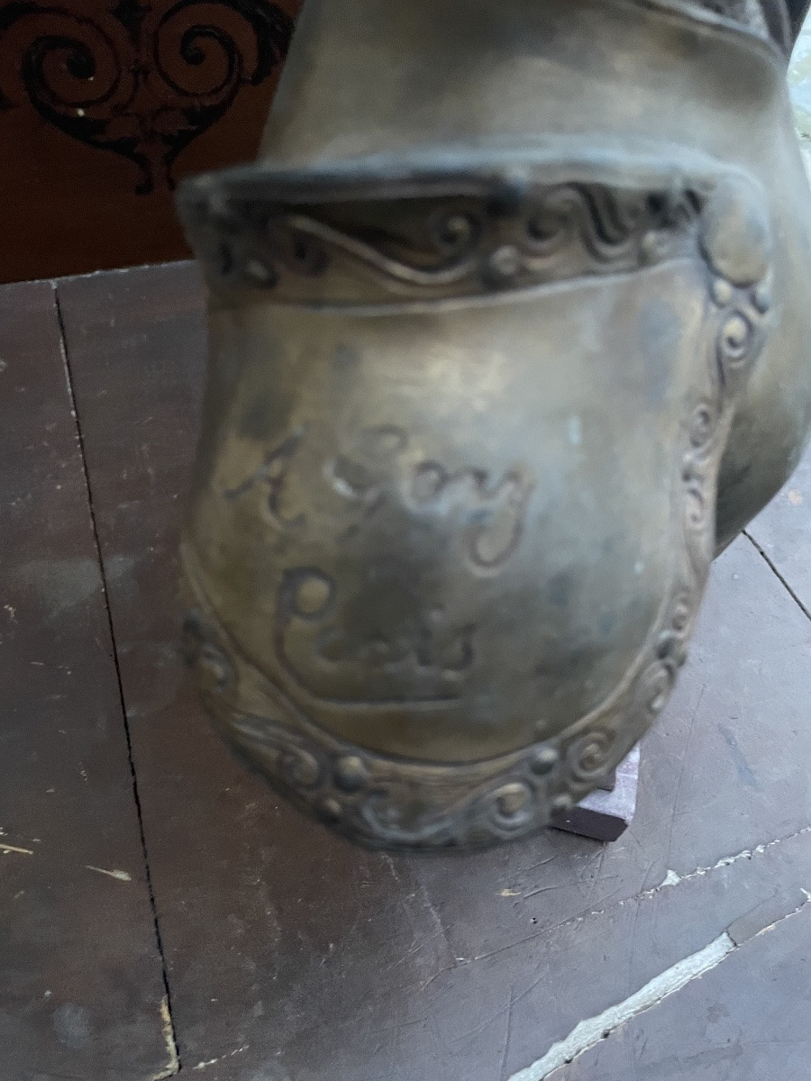 Busto in marmo e bronzo dorato firmato Affortunato Gori Paris-photo-4