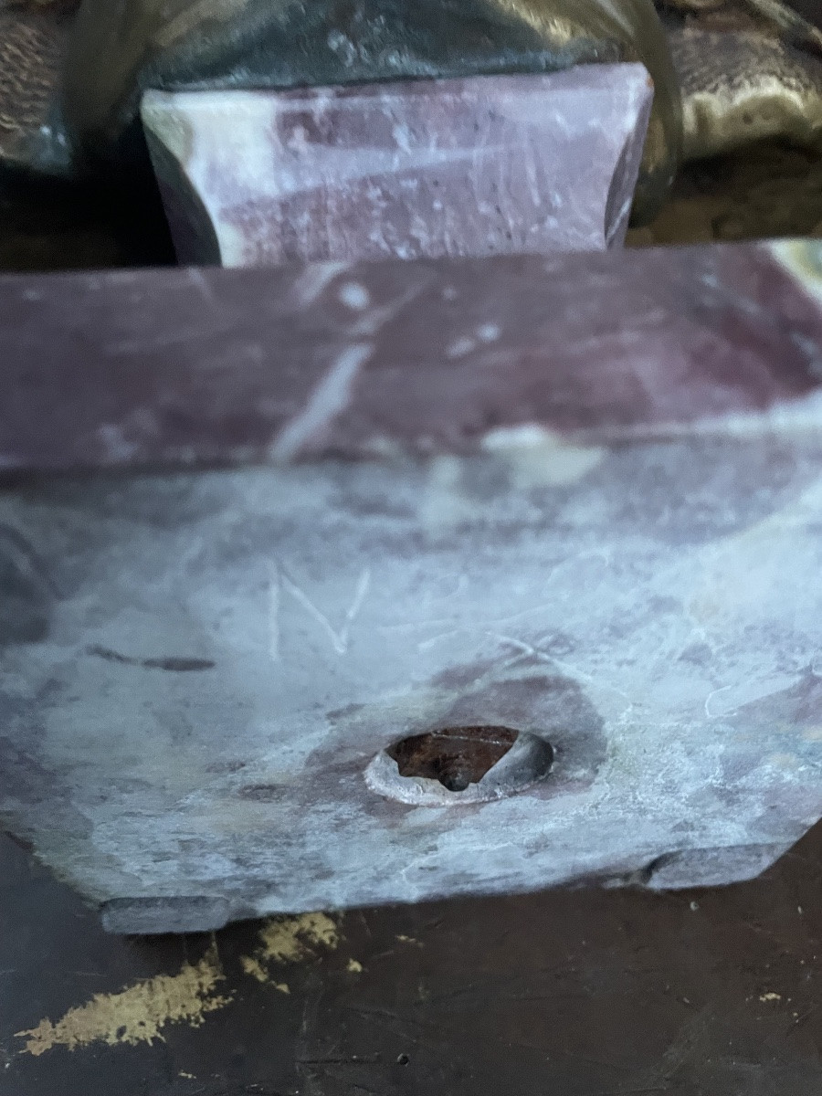 Busto in marmo e bronzo dorato firmato Affortunato Gori Paris-photo-2