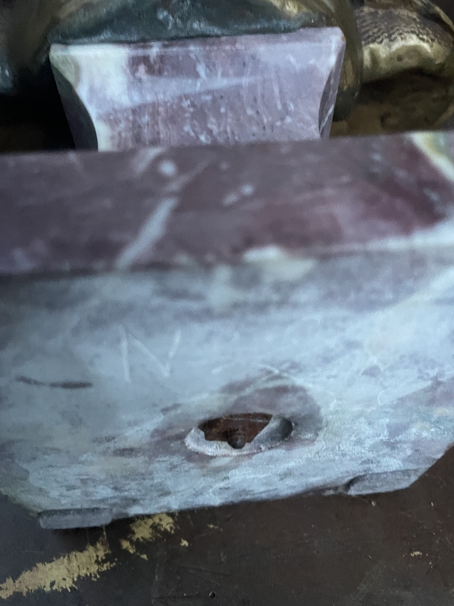 Busto in marmo e bronzo dorato firmato Affortunato Gori Paris-photo-5