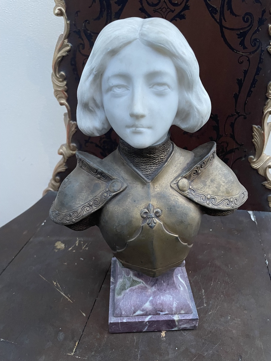 Busto in marmo e bronzo dorato firmato Affortunato Gori Paris