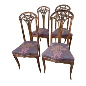 Serie di 4 sedie art nouveau louis majorelle chairs