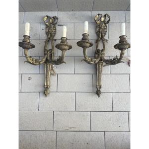 Coppia di appliques in bronzo dorato epoca 800