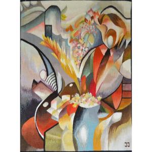 Contemporary Tapestry And Its Cardboard - By Josef Jakubezyk