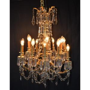 Important Chandelier With Tassels - 19th Century - 18 Points Of Light