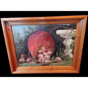 Still Life With Fruits - Oil On Canvas