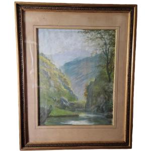 Large 19th Century Pastel - "the Fisherman" - Monogrammed Fb