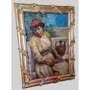 Orientalist Portrait - 19th Century - "the Mulatto Woman" - Monogrammed .ekr.