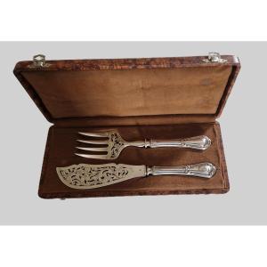 Solid Silver Fish Serving Set - 19th Century