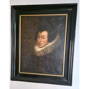 Oil On Canvas - Portrait Of Elisabeth Of France - 19th Century