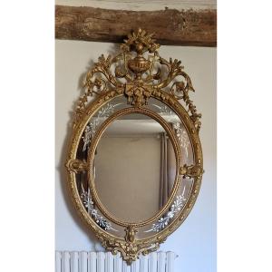 Medallion Mirror - In The Venetian Style - 19th Century
