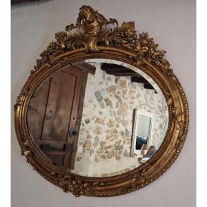 Large Oval Beveled Mirror - 19th Century