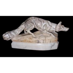 Marble Sculpture - Wolf On The Prowl