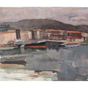 Adolf Milich (1884-1964) View Of A Port