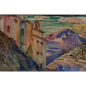 Boleslas Buyko (1876-1940) Village Des Alpes Italiennes 