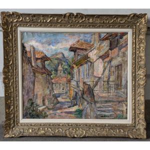 Mania Mavro (1889-1969) Vue d'Un Village Ukrainien Ukrainian 