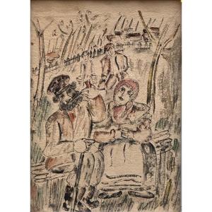 Jecheskiel Dawid Kirszenbaum (1900-1954), "characters In A Shtetl" (1926-1927)