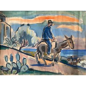 Laszlo Barta (1902-1961), "landscape Of Crete"