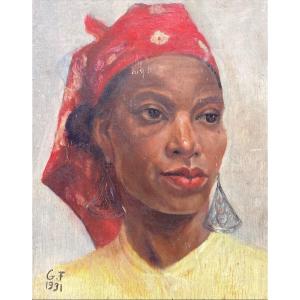 French School 20th Century Portrait Of A Martinican Woman 