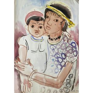 Ladislas Laszlo Barta (1902-1961) Portrait Of A Mother And Child