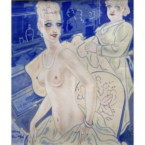 Sacha Zaliouk (1887 Radomychl - 1971 Paris) Russian Empire Woman At Her Toilette  