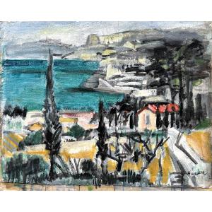 Rudolf Kundera (brünn 1911 - 2005 Cassis) Czech Landscape Around Cassis, Southern France