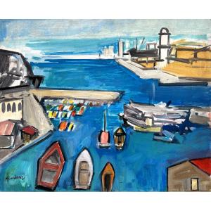 Rudolf Kundera (brünn 1911 - 2005 Cassis) Czech Old Harbourg In Marseille 
