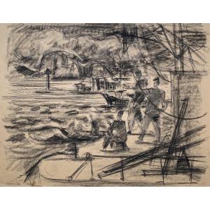 Stanisław Eleszkiewicz (1900 Czutowe - 1963 Paris) Poland Sailors At Port 