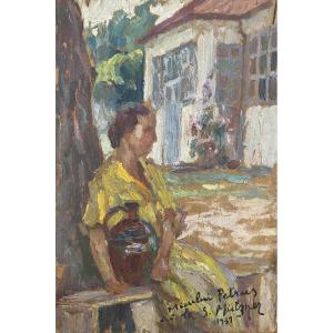 Samuel Mützner (1884 Bucharest - 1959 Bucharest) Romania Seated Woman Holding An Amphora 