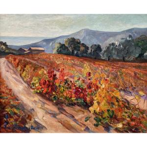 Emmanuel-charles Bénézit (1887 Paris - 1975 Hyères) Landscape Near Bormes-les-mimosas