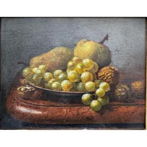 Achille Ernest Mouret (1817-1897) Still Life With Grapes And Pears 