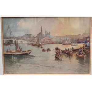 Jozef Pawlikiewicz (1894-1930) Panorama Of Istanbul Türkiye 1930