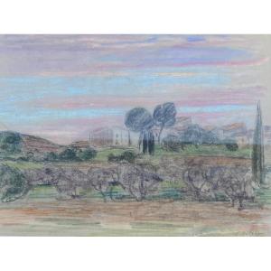 Léon Detroy (1859 Chinon - 1955 Saint Germain d'Arcé) Mediterranean Landscape