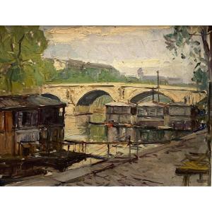 Georges Lapchine (moscow 1885 - Paris 1950) Russia Paris, The Quays 