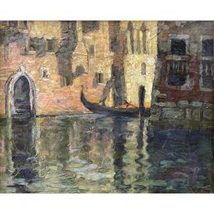 Paul Scortesco (bucharest 1873 - Paris 1964) Romania The Gondola In Venice 