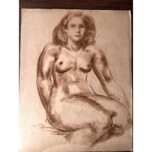 Samuel Granovsky (ekaterinoslav 1889 - Auschwitz 1942) Female Nude, Front Pastel On Paper