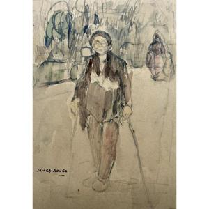Jules Adler (luxeuil Les Bains 1865 - Nogent Sur Marne 1952) Walker Drawing