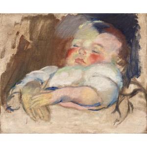Henry Ottmann (ancenis, 1877 – Vernon, 1927) A Child Asleep In His Cradle