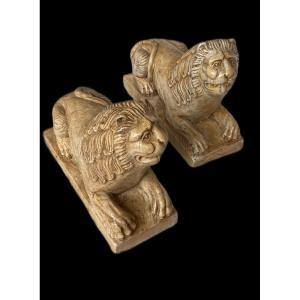 Pair Of Marble Lions, Venice. 