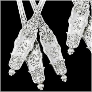 Emile Puiforcat, Strawberry Service In Solid Silver And Vermeil, Acanthus Model.