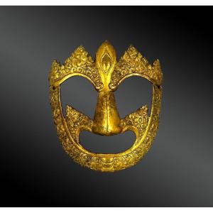 Kalachakra Dance Mask In Repoussé Gilt Copper, Tibet, 18th Century