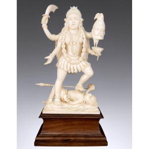 Statuette Of The Goddess Kali In Carved Ivory