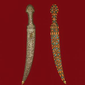 Ottoman Dagger In Damask, Coral And Turquoise – Trabzon, Black Sea, 18th Century. 