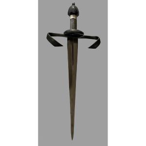 Left-hand Dagger With S-shaped Guard, Openwork Ring And Silver Handle