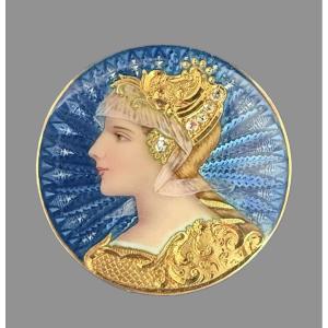 Enamelled Gold And Diamond Brooch Depicting Athena