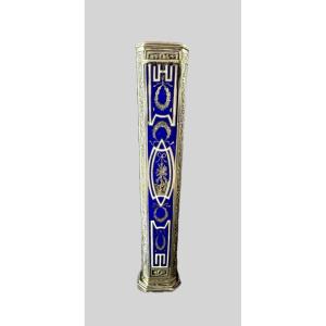 Blue Enameled Silver Correspondence Stamp, Maison Fouquet-lapar, Paris, Circa 1898–1912