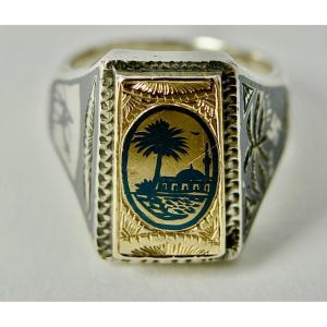 Signet Ring Of The Deutsches Afrikakorps (dak), Germany, Circa 1941 — Nielloed Silver And Gold