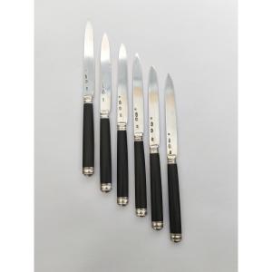 Six Solid Silver Fruit Knives