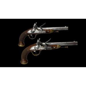 Pair Of Officer's Pistols, Model 1816, Restoration.